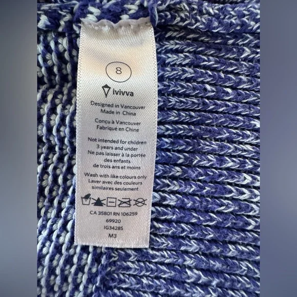 Ivivva EUC size 8/ feelin toasty Navy and Light Blue Striped Knit Sweater - Picture 4 of 12